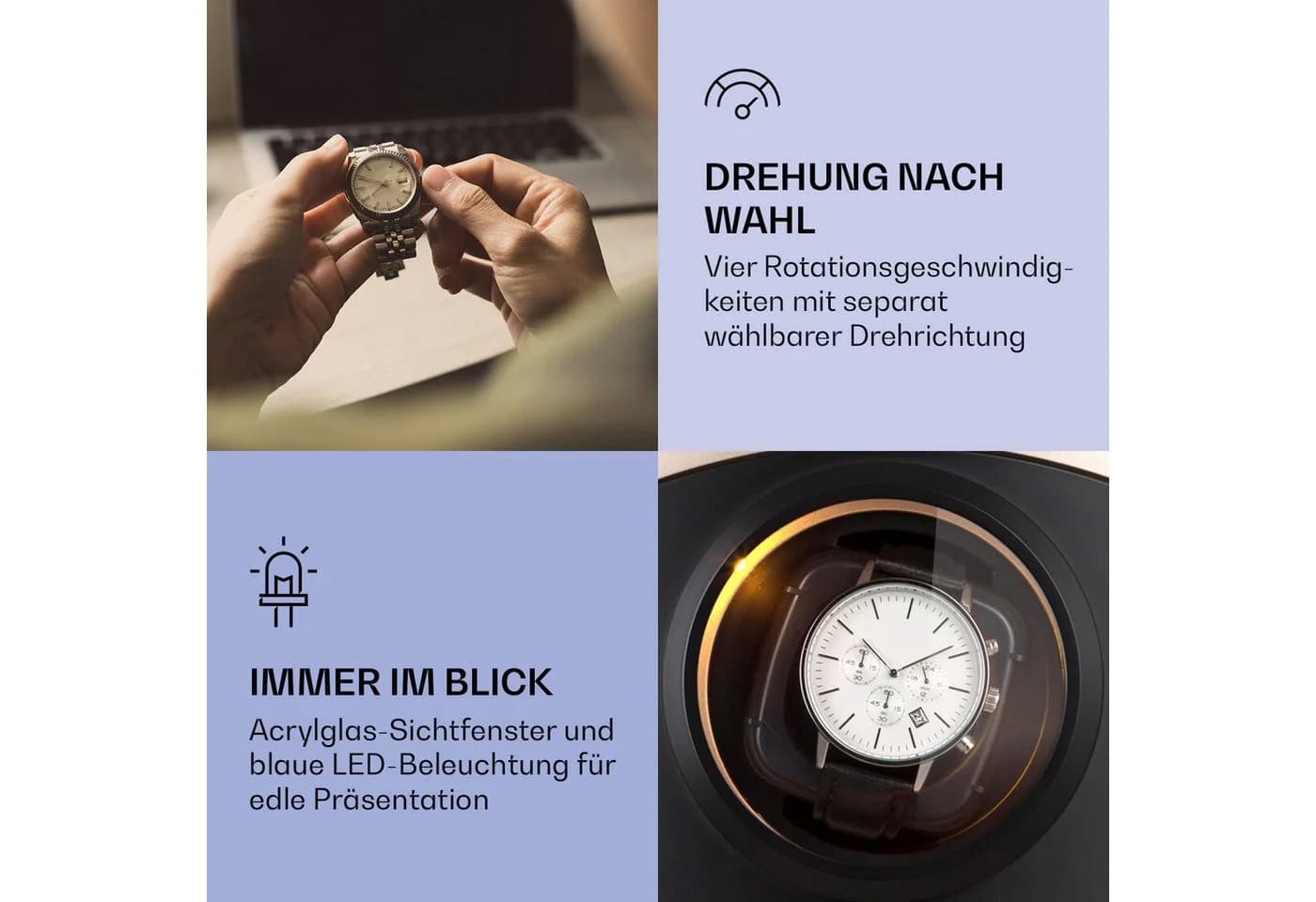 Premium Uhrenbeweger aus Edelstahl in Silber - Bild 5