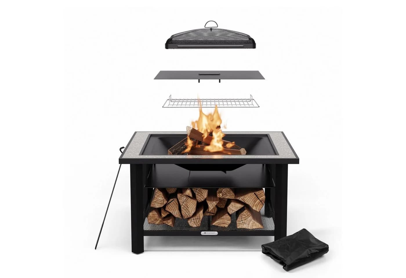 blumfeldt Feuerschale Merano Rectangular Garten Grill Tisch Funkenschutz Feuerkorb Feuerstelle Outdoor - Bild 2