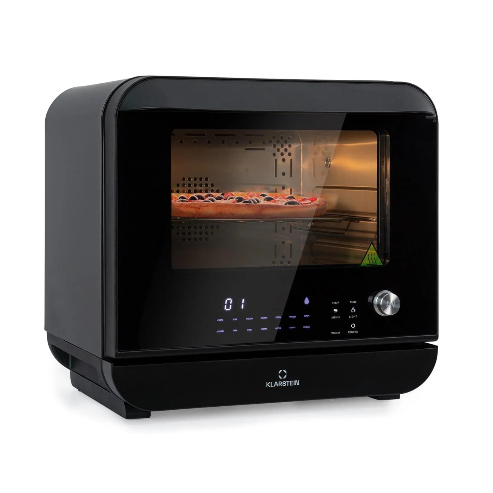 Klarstein Vita Pro Heißluftfritteuse Dampfgaren 2450 W 18 Ltr 800 ml Wassertank Schwarz