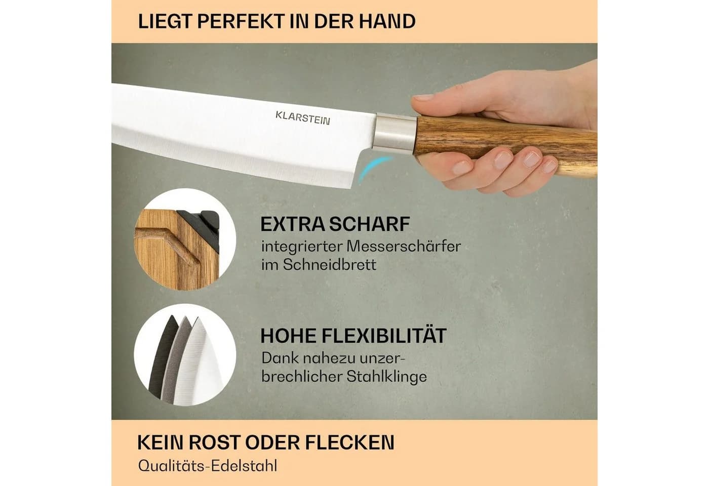 Klarstein Komaki Messer-Set 8-tlg. mit 5 Klingen & 3 Schneidbrettern - Bild 5