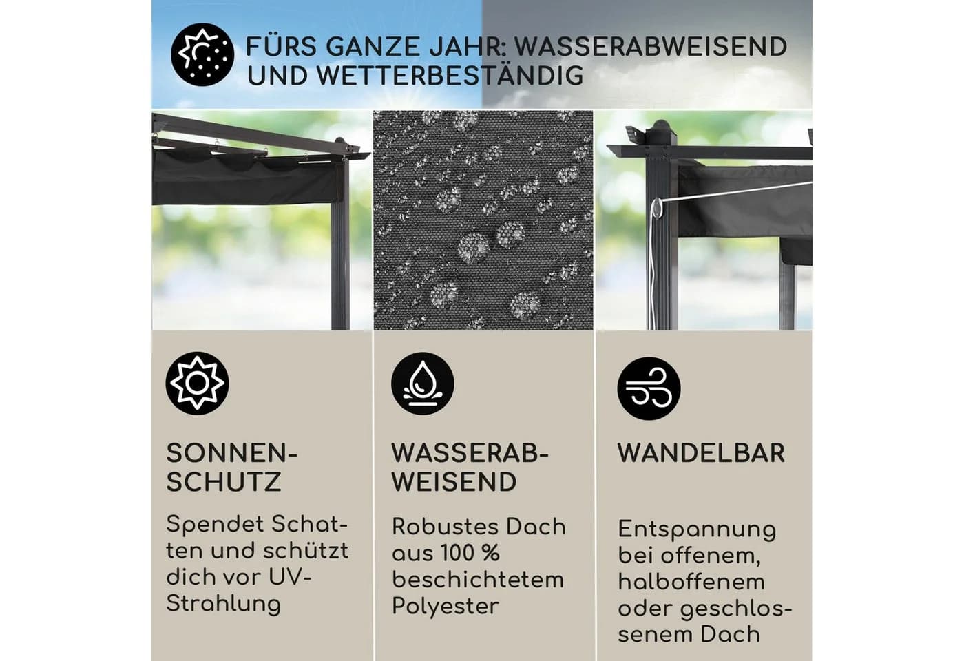Blumfeldt Pavillon Pantheon 3x4 m Aluminium Grau Terrassenüberdachung - Bild 3