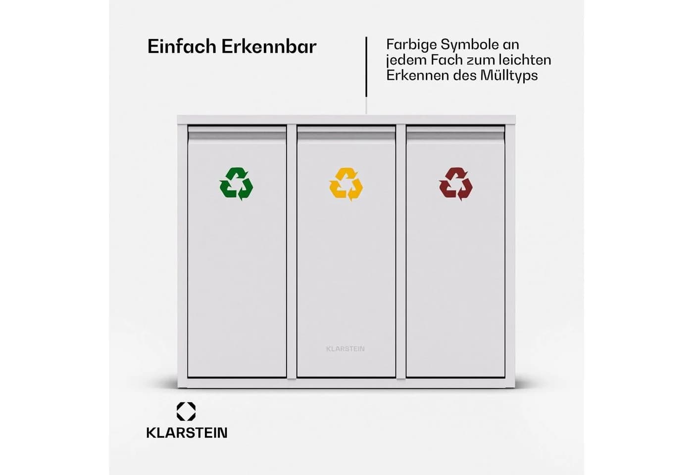 Klarstein Mülleimer Ordnungshüter 3 Schwarz 3-Fach - Bild 5