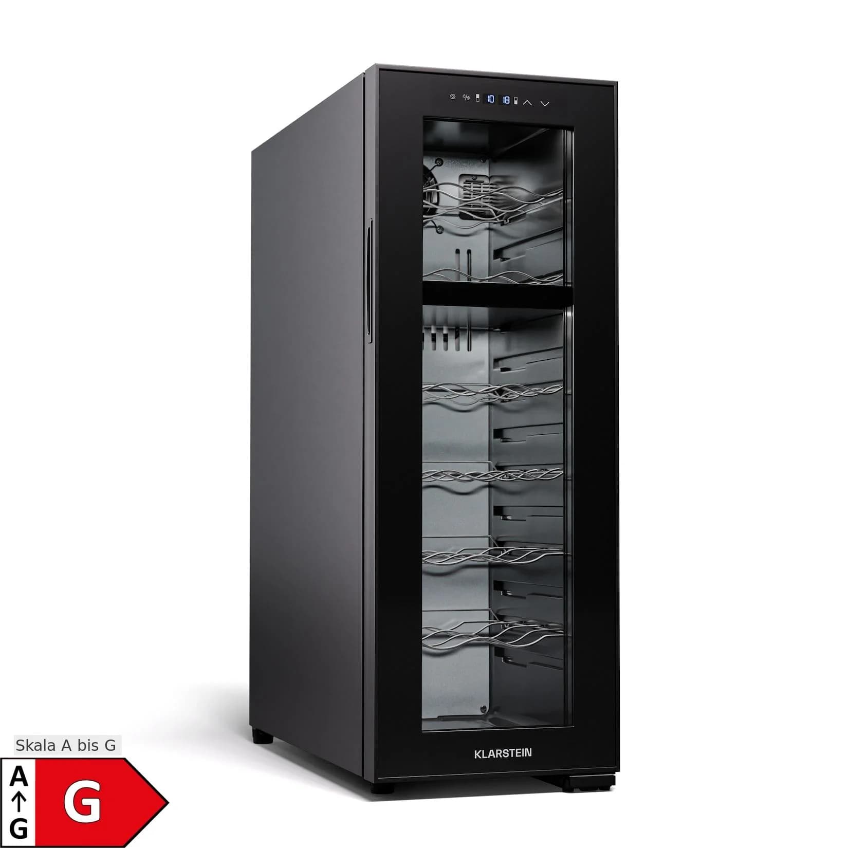 Klarstein Shiraz 18 Duo Weinkühlschrank 2 Zonen Schwarz 53L 18 Flaschen