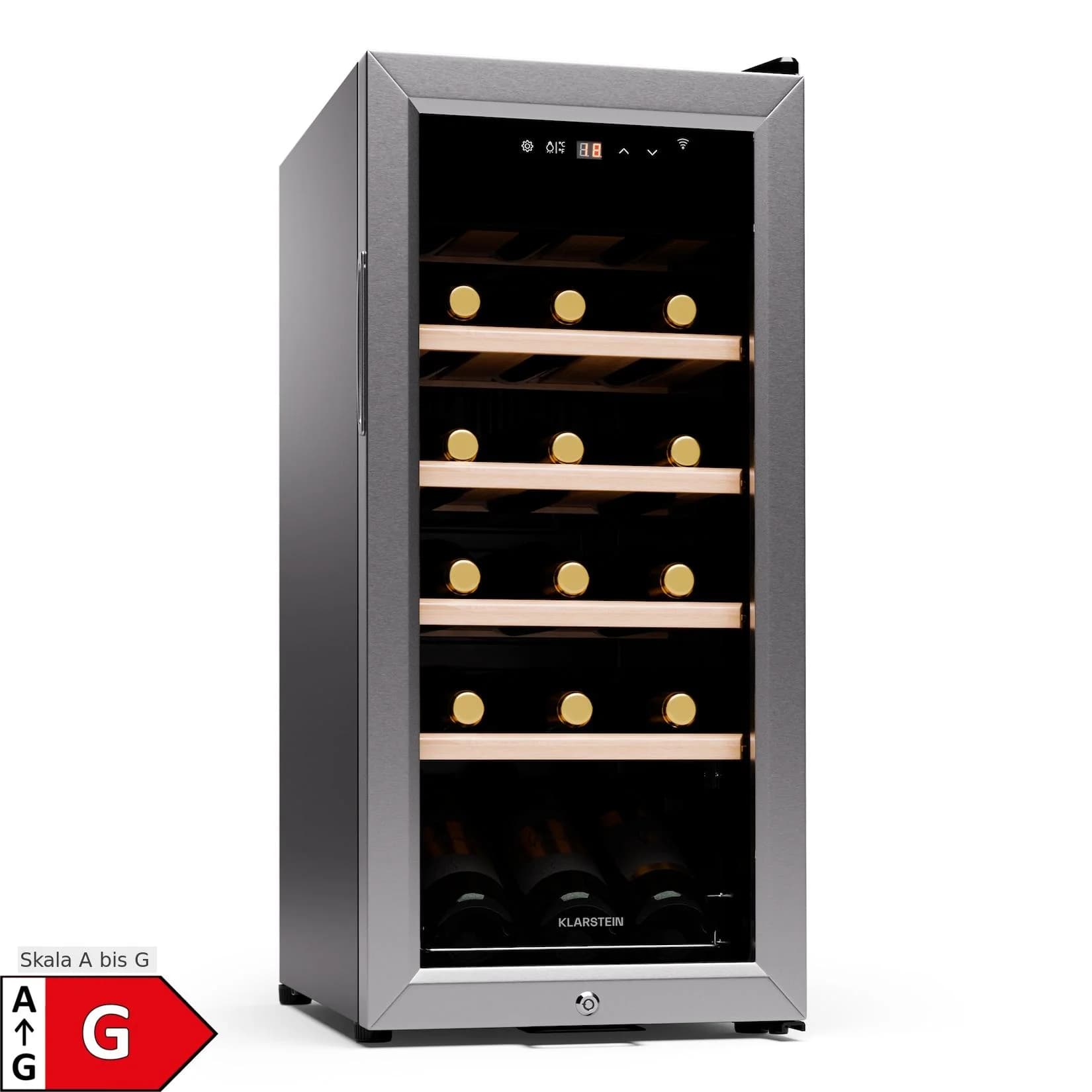 Klarstein Shiraz Premium Smart 18 Weinkühlschrank für 18 Flaschen