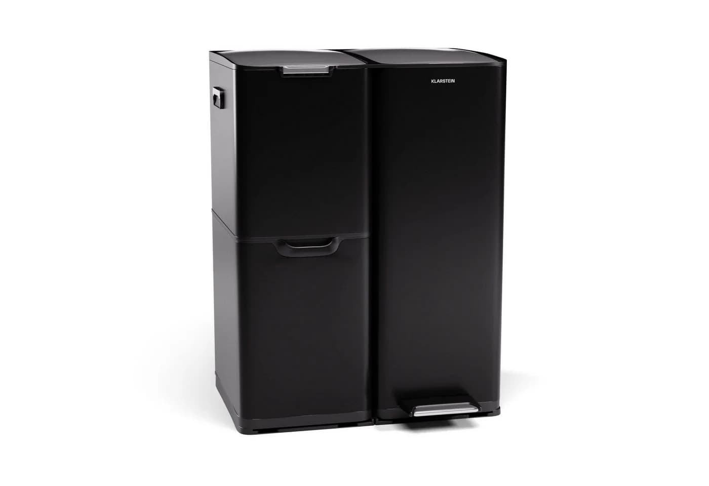 Klarstein Mülltrennsystem Tiyo 3-Fach Treteimer 60L Edelstahl Schwarz - Bild 2