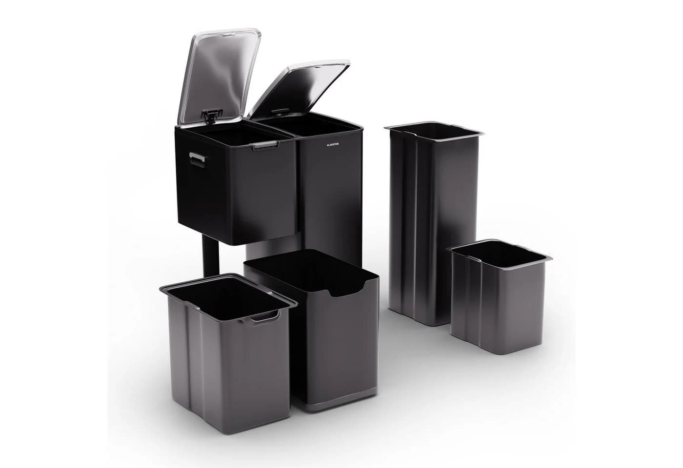 Klarstein Mülltrennsystem Tiyo 3-Fach Treteimer 60L Edelstahl Schwarz - Bild 3