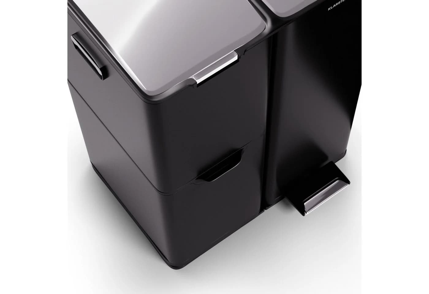 Klarstein Mülltrennsystem Tiyo 3-Fach Treteimer 60L Edelstahl Schwarz - Bild 4