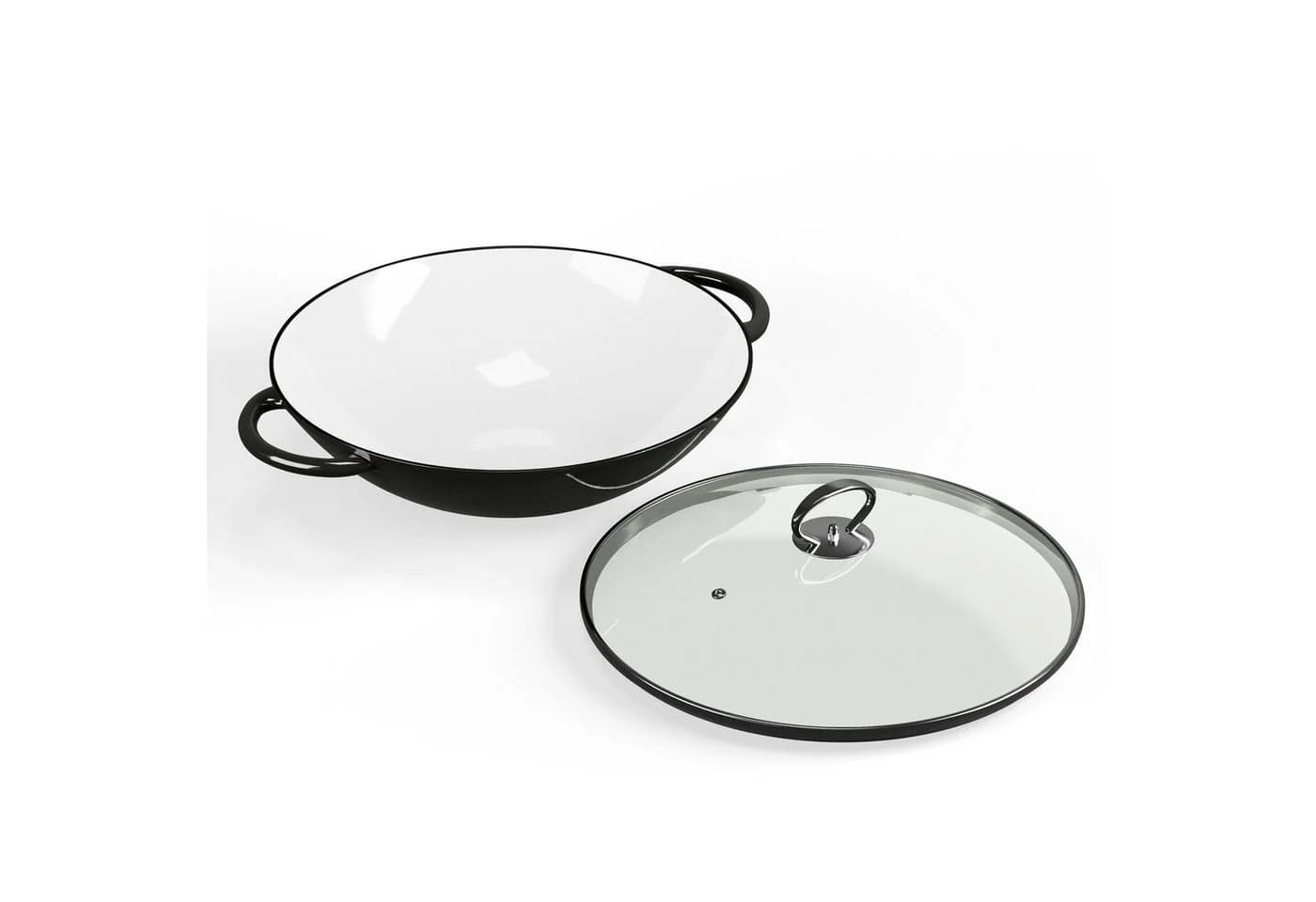 Klarstein Jersey Wok 37 cm Gusseisen Emaille Schwarz