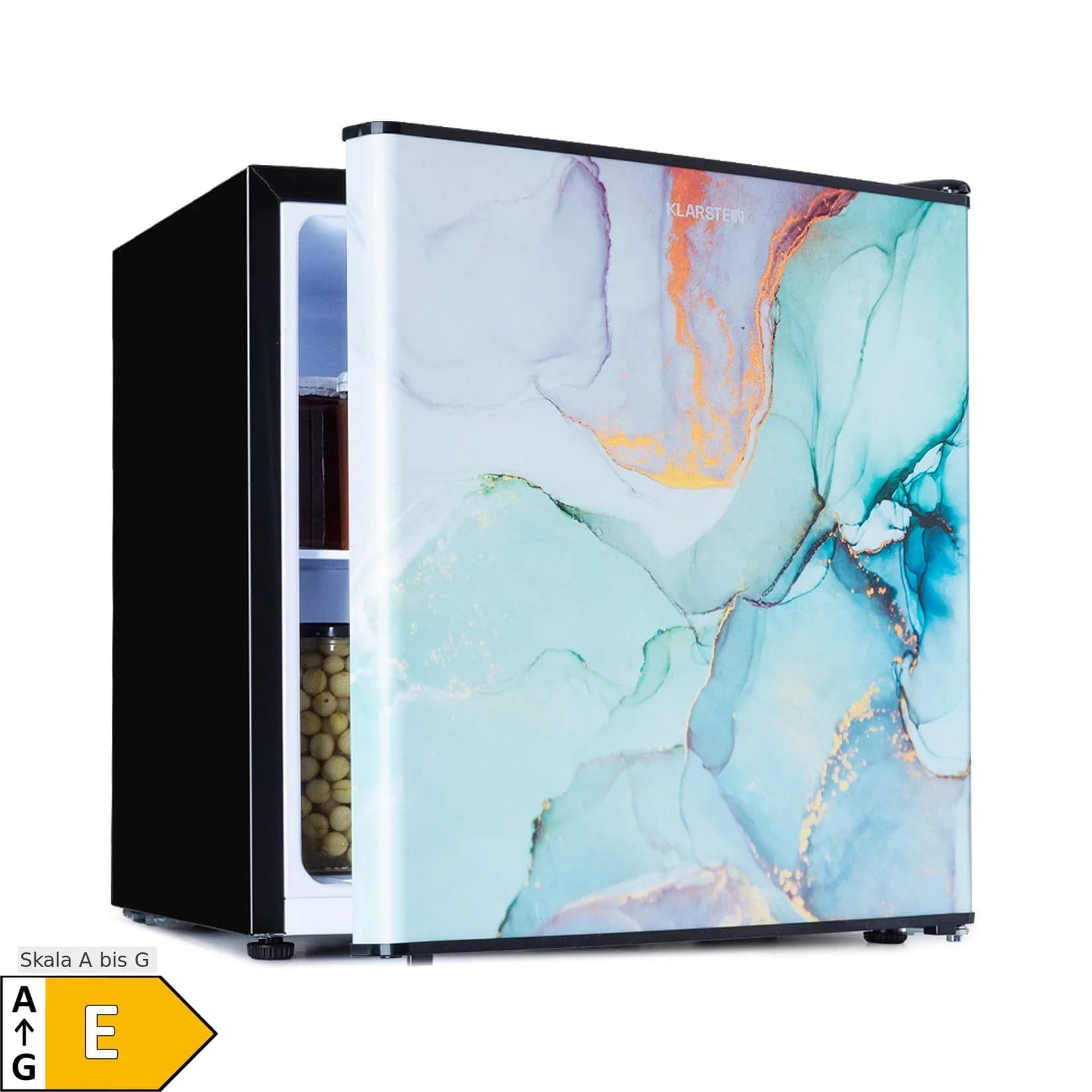 Klarstein CoolArt 45L Mini-Kühlschrank EEK E Gefrierfach 1,5l Designtür