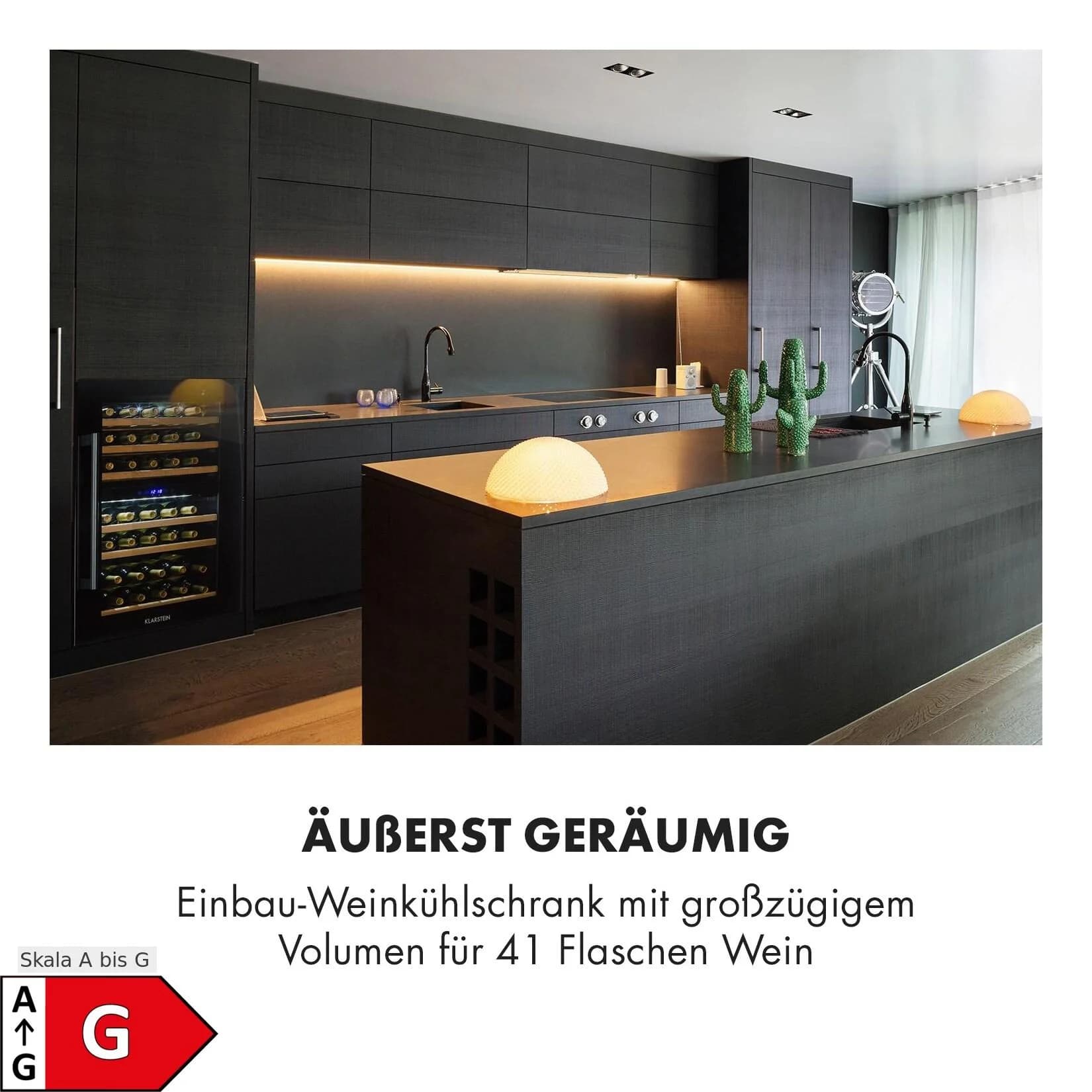 Klarstein Vinsider 41 Built-in Duo Onyx Einbau-Weinkühlschwarz 2 Zonen