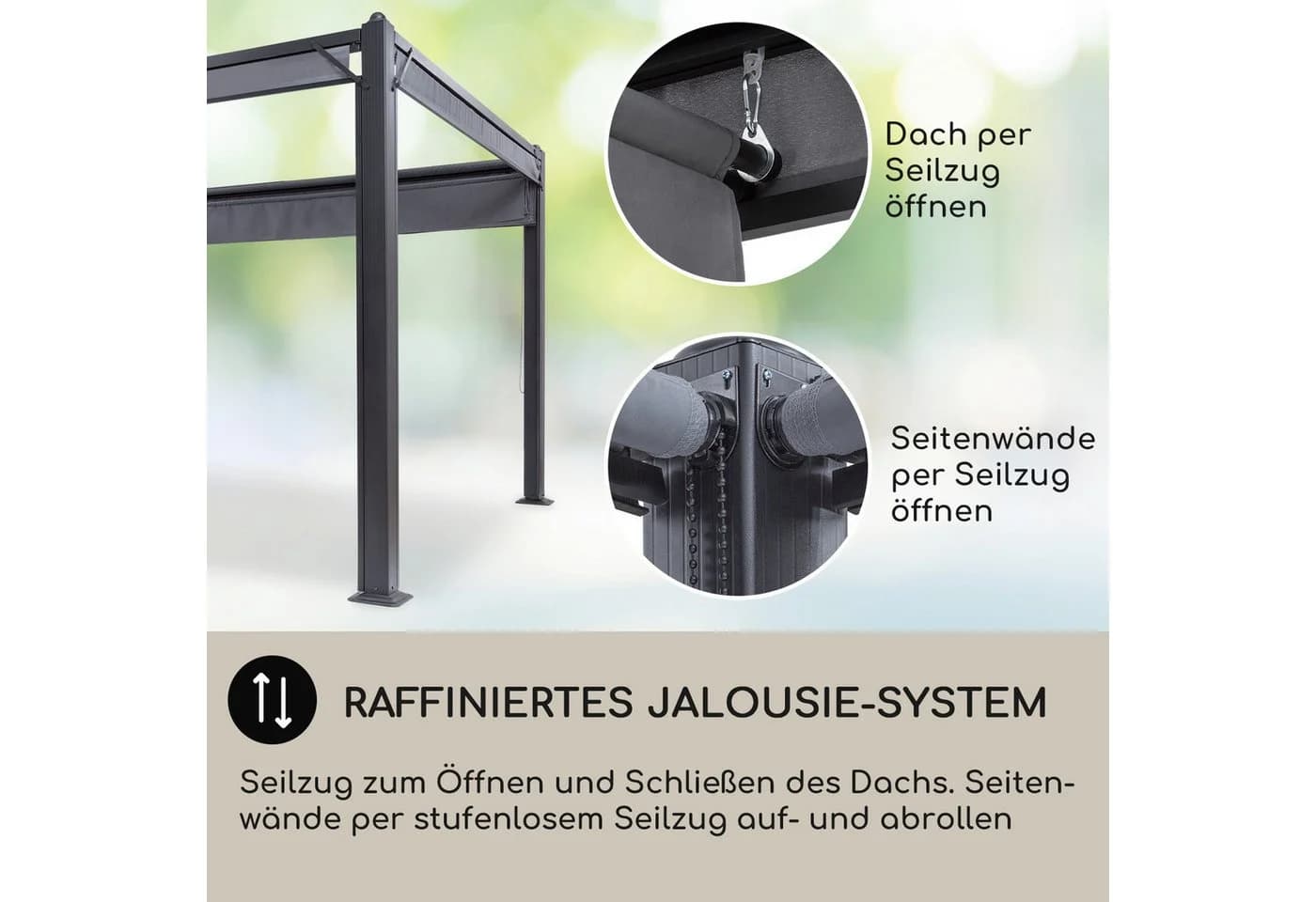 Blumfeldt Pavillon Pantheon Cortina Faltpavillon 3x6 m Aluminium Grau - Bild 5