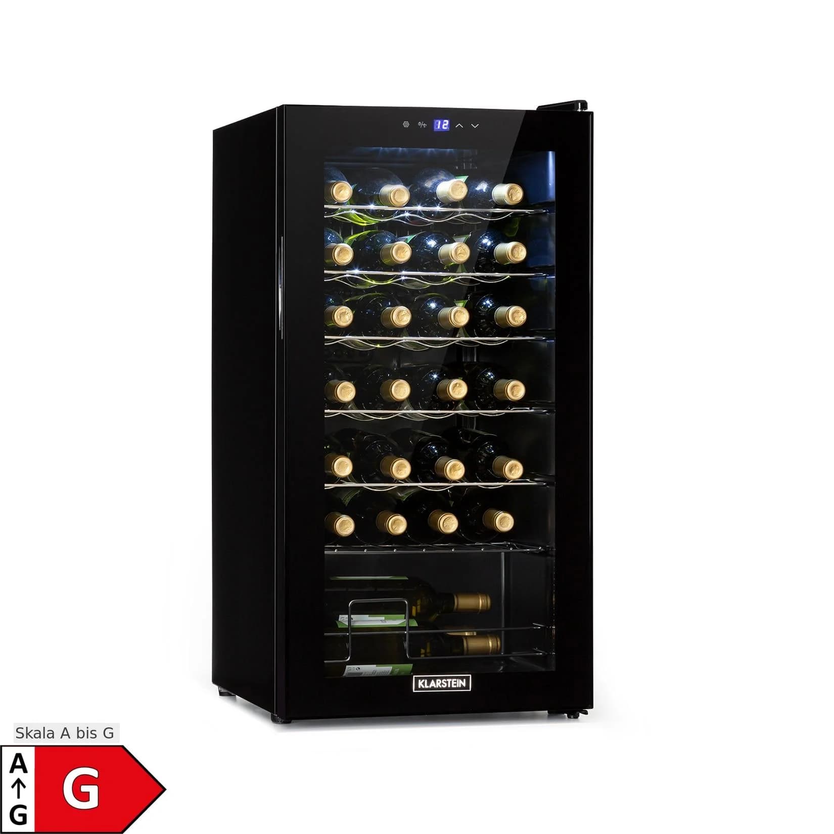 Klarstein Shiraz 28 Uno Weinkühlschrank 74l 28 Flaschen Touch-Bedienung