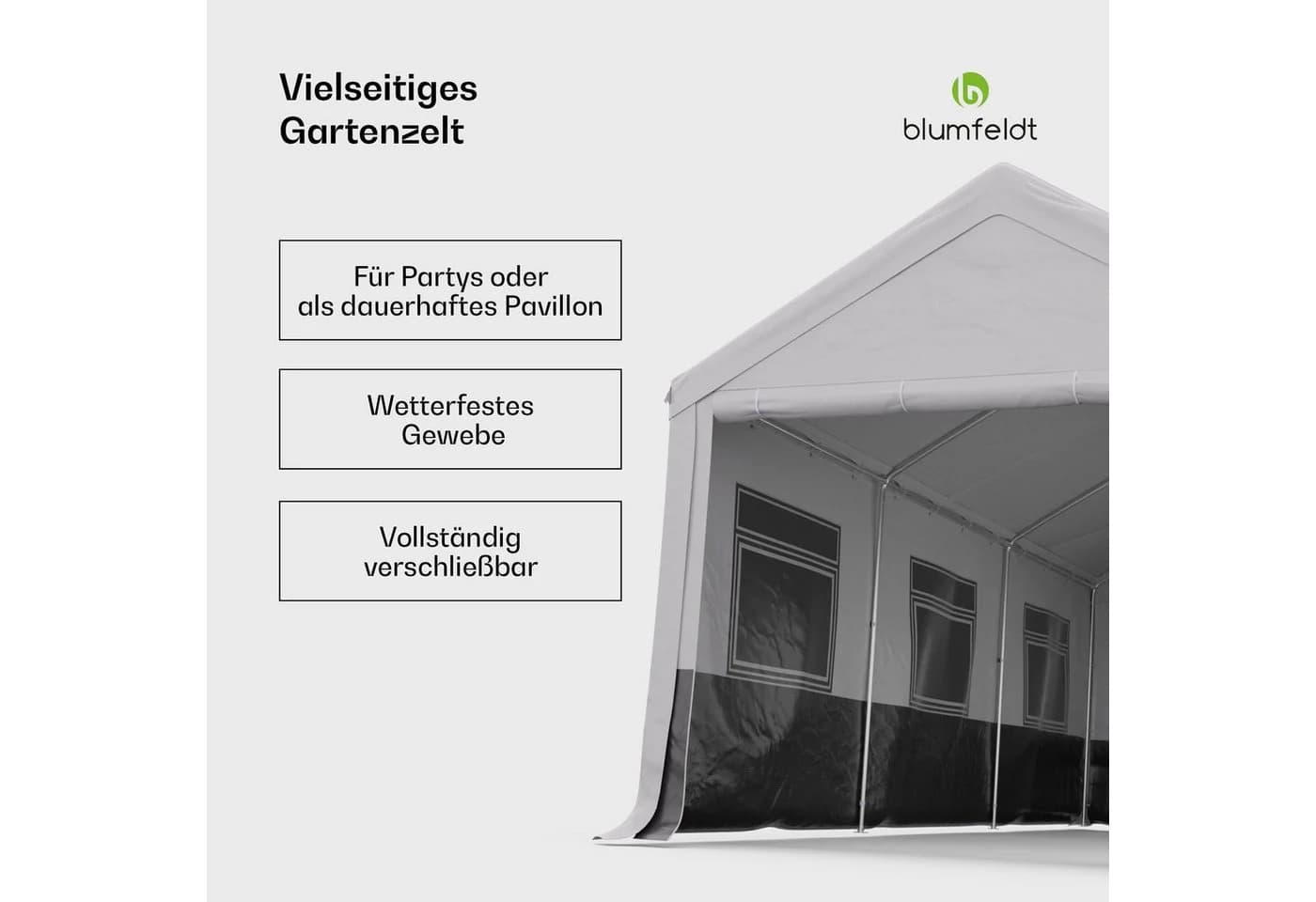 blumfeldt Pavillon PartyHaven 3x6 Set Garten Partyzelt Outdoor wetterfest - Bild 3