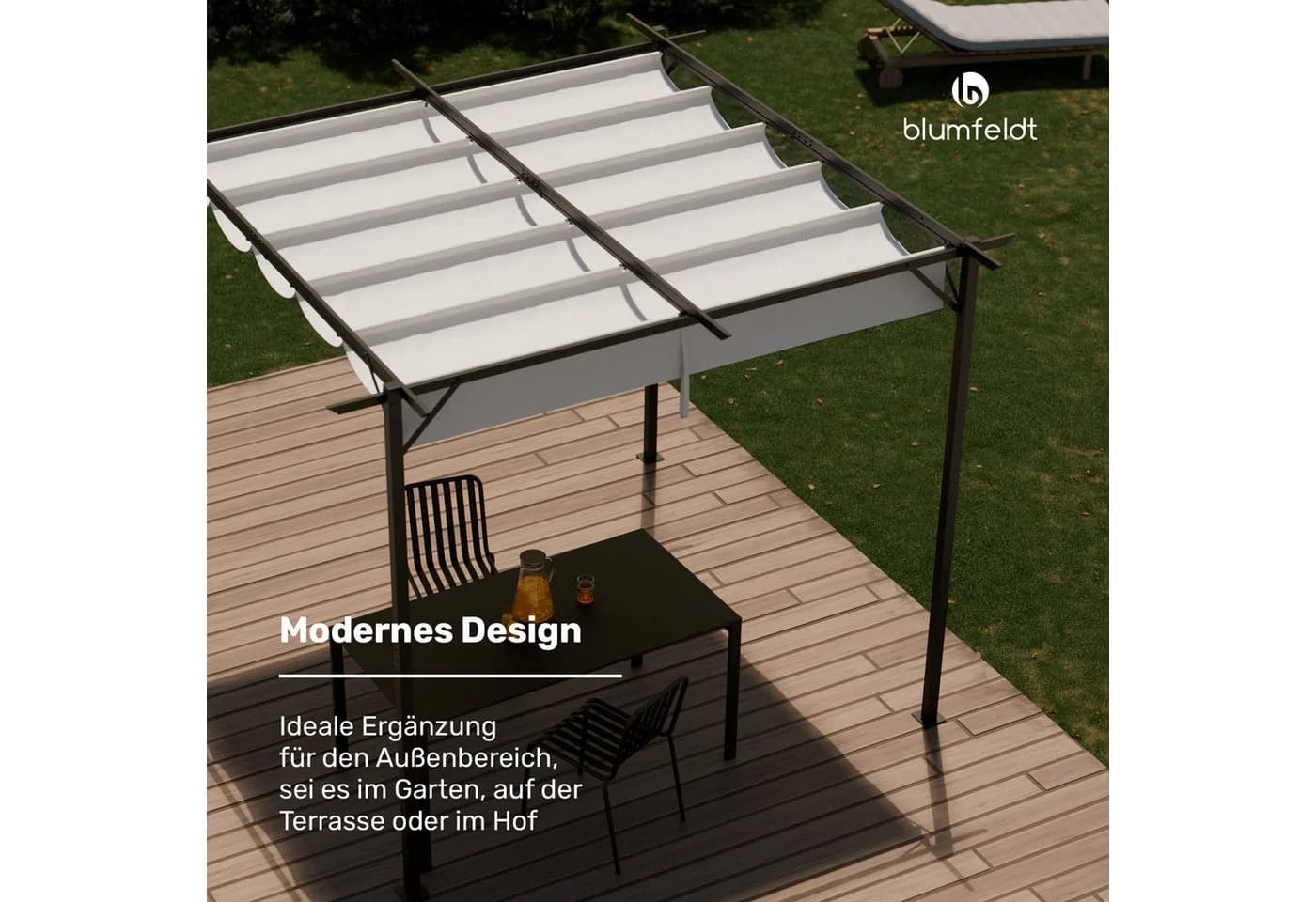Blumfeldt Pavillon Pantheon Robust Pergola Schwarz - Bild 4