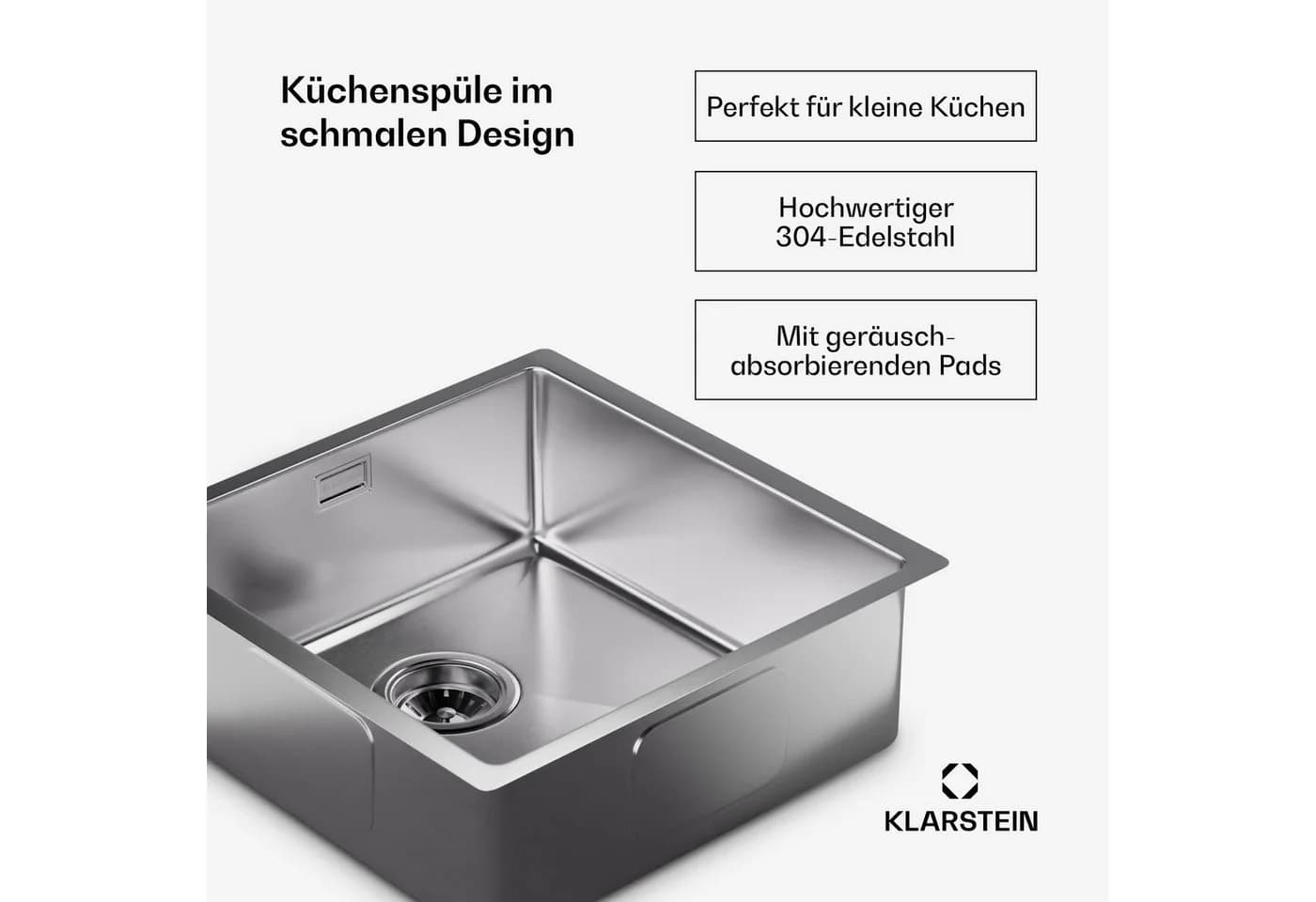 Klarstein TitanSteel Küchenspüle Edelstahl 45x45 cm - Bild 3