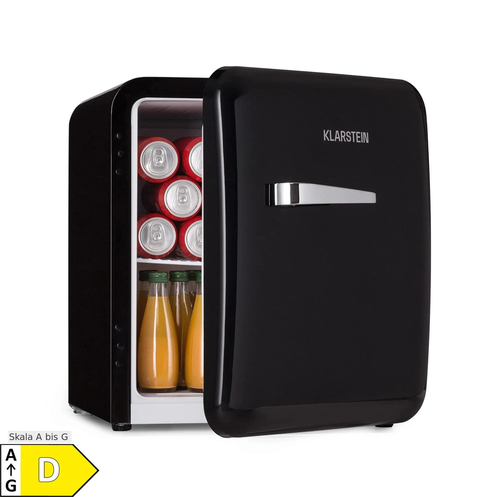 Audrey Mini Retro-Kühlschrank 48l Schwarz 2 Ebenen