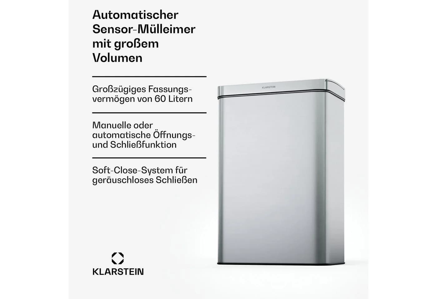 Klarstein Touchless Sensor-Mülleimer 60L Edelstahl - Bild 2