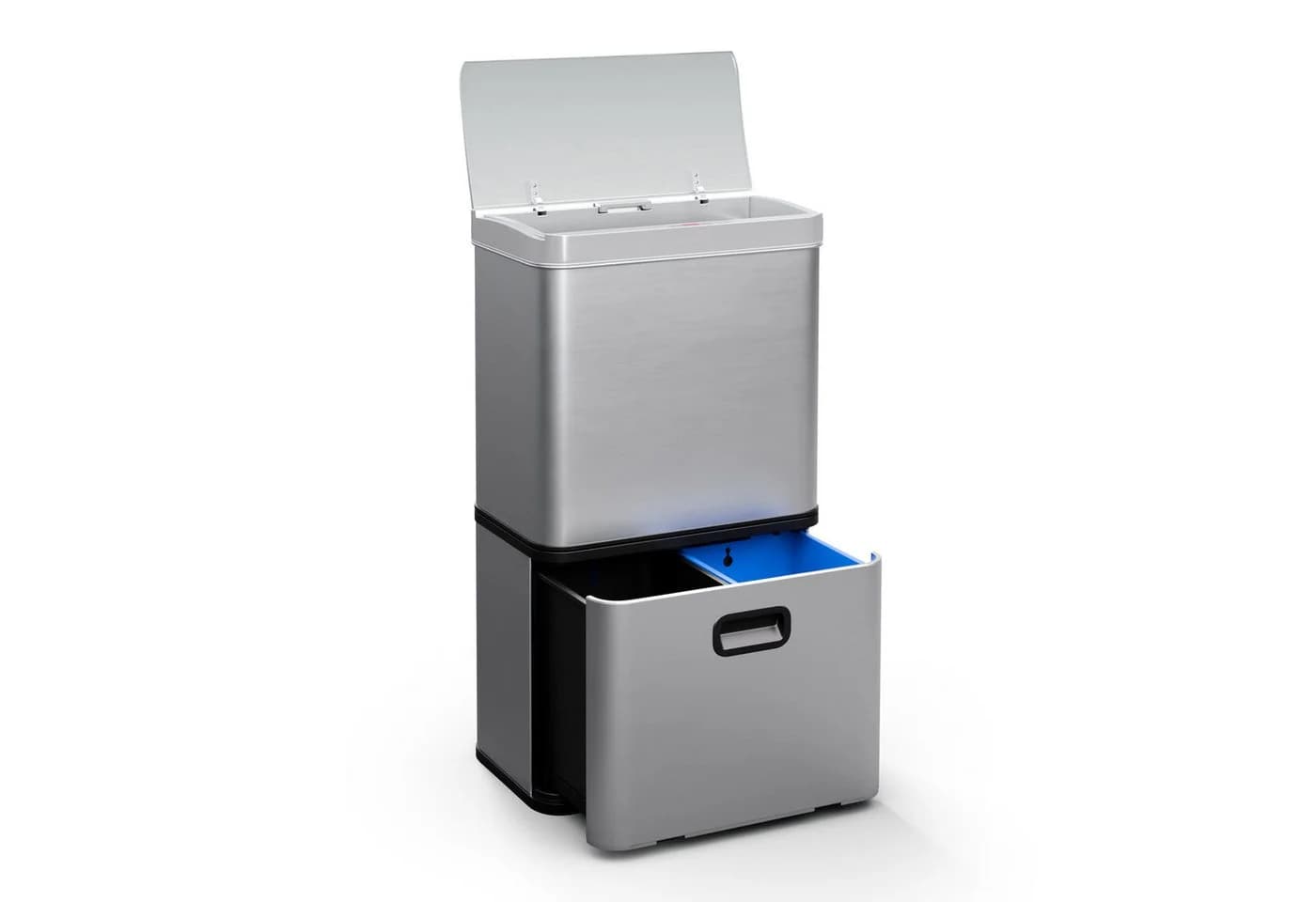 Klarstein Touchless Sensor-Mülleimer 56L Edelstahl 3 Fächer