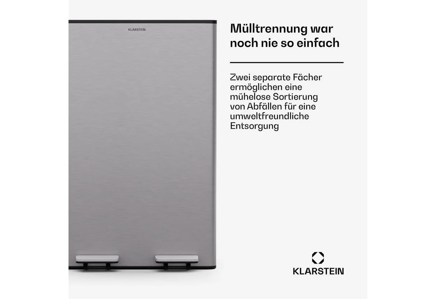 Klarstein EcoVista Mülleimer 60L Edelstahl Soft-Close Fußpedal - Bild 3