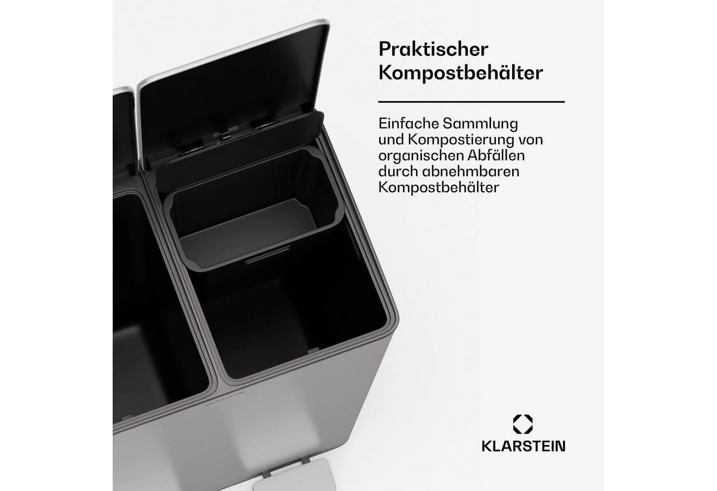 Klarstein EcoVista Mülleimer 60L Edelstahl Soft-Close Fußpedal - Bild 5