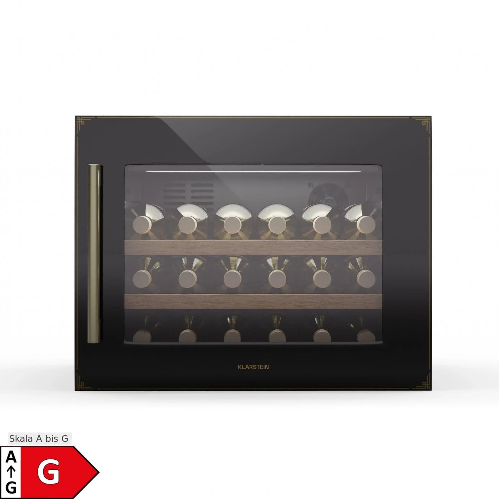 Vinsider Victoria 28 Weinkühlschrank 38 Flaschen Schwarz/Antik-Gold-Metallic