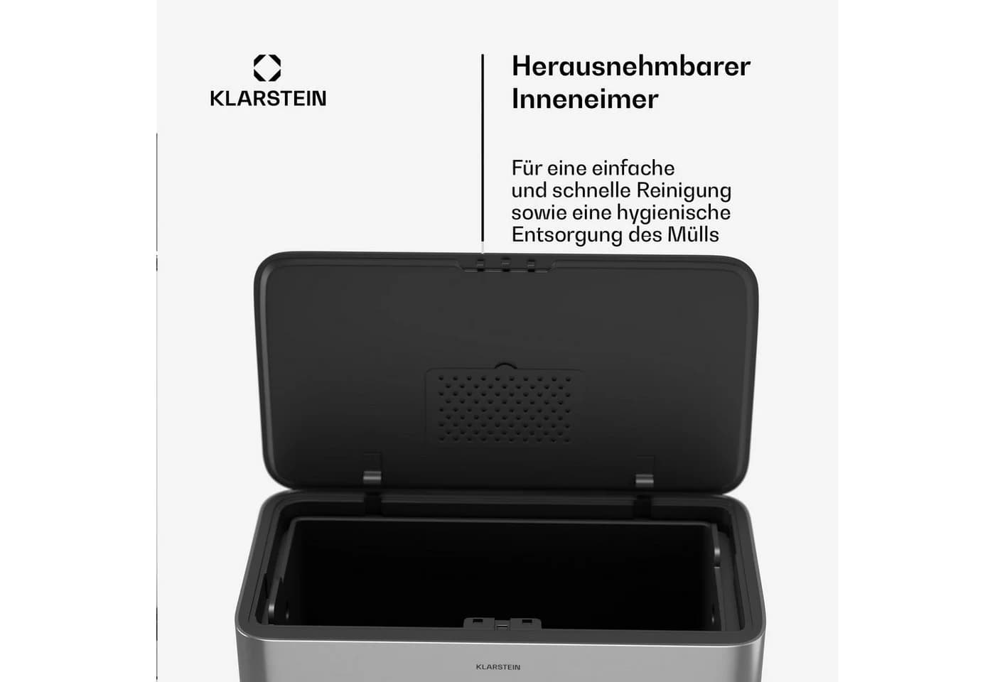 Klarstein Mülleimer Yuma 30L Edelstahl Silber mit Druckknopf - Bild 5