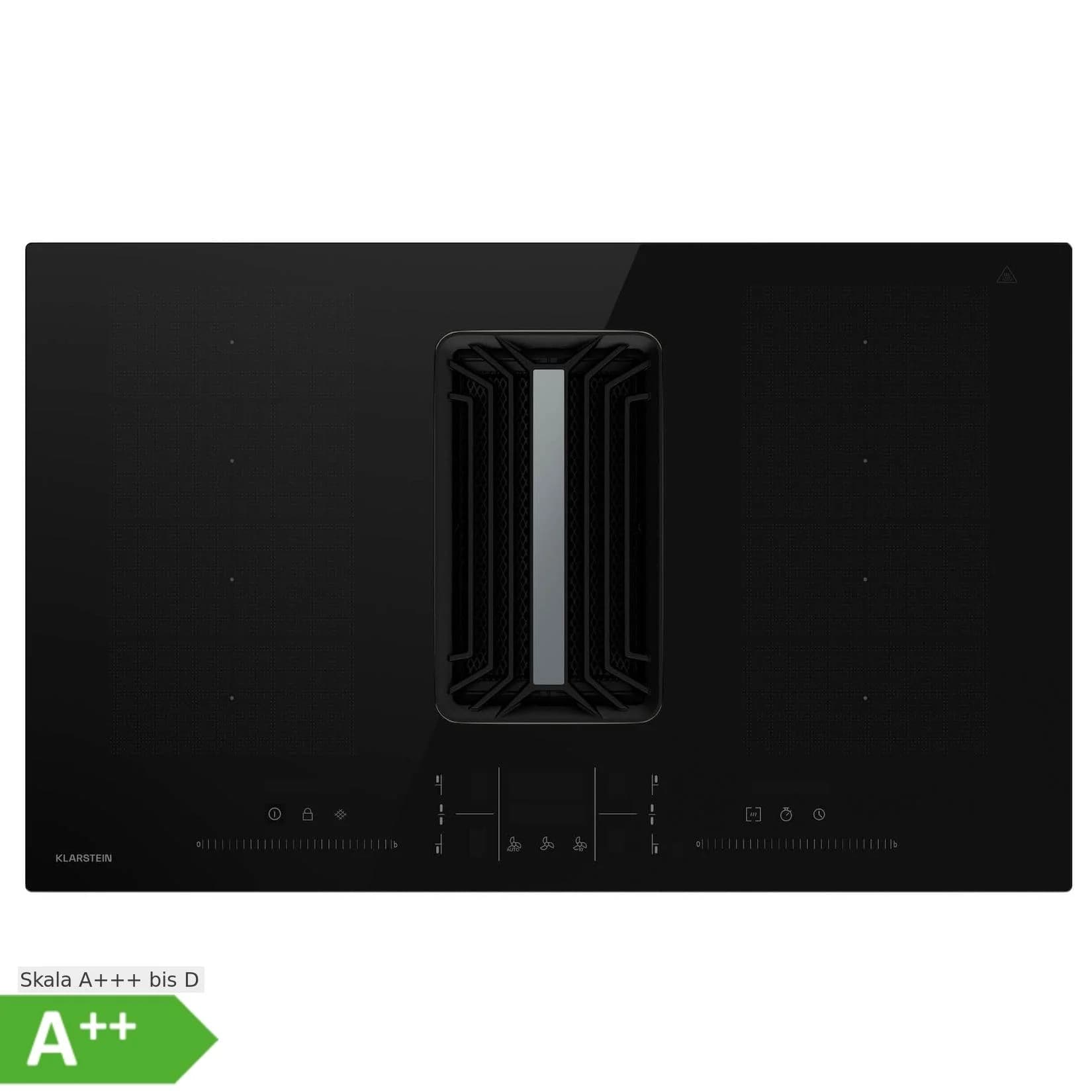 Klarstein AirJet FlexPro Down Air System Induktionsherd + Abzugshaube Flexzone Booster Schwarz