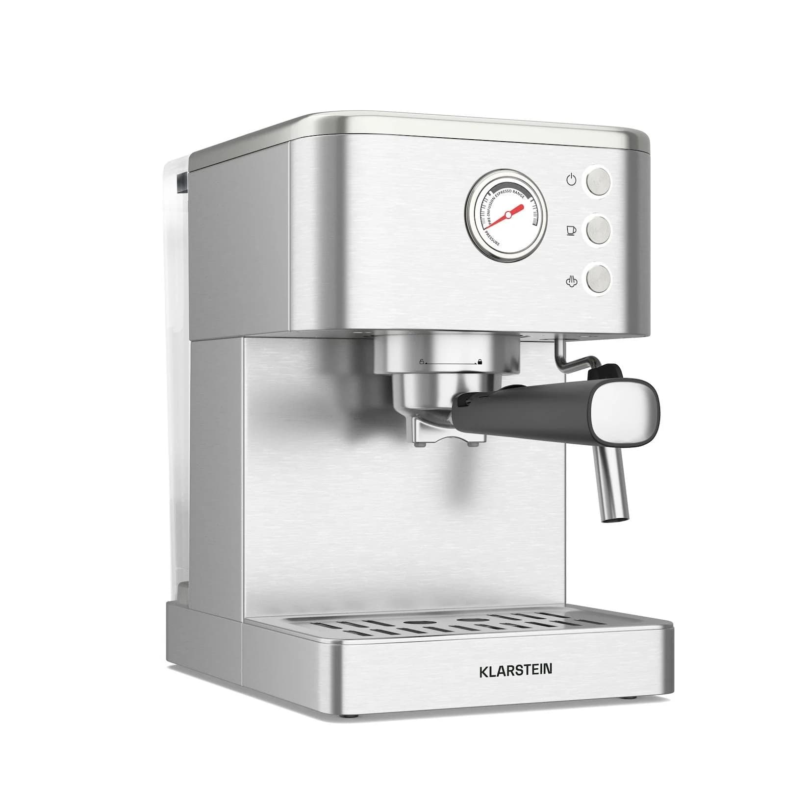 Klarstein SteelPresso Siebträgermaschine Kompakt 20 bar Steamer Warmhalteplatte