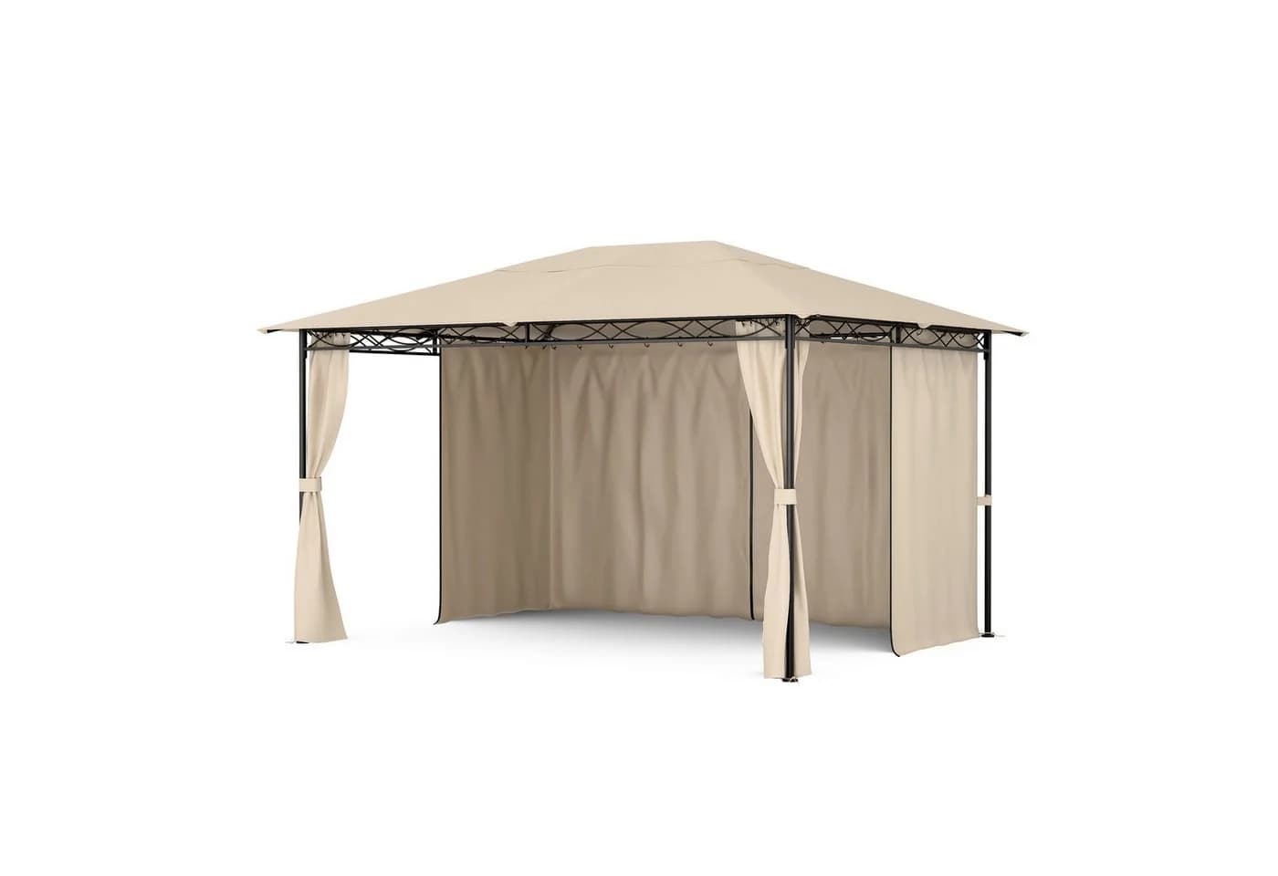 Blumfeldt Pavillon Mondo 3x4 m Beige Metallrahmen 4 Seitenwände wetterfest - Bild 2