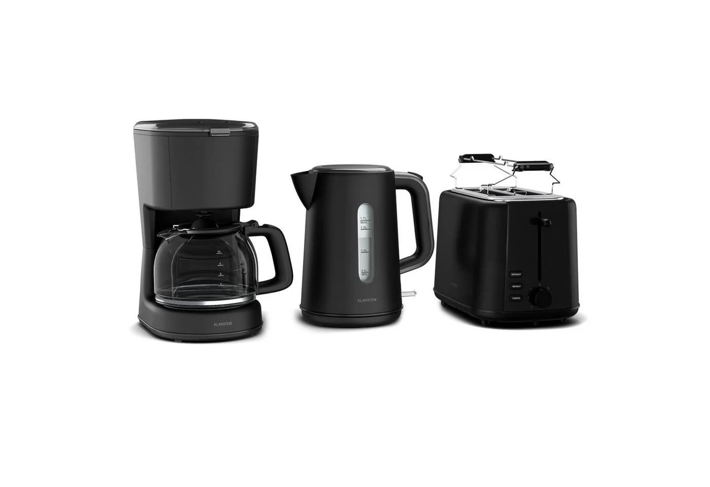 Klarstein Velaire Frühstücksset Schwarz Toaster Wasserkocher Kaffeemaschine - Bild 2