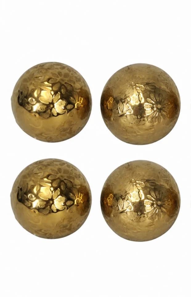 finehomegarden Schwimmkugel Set 4tlg. Gold Porzellan Blüten - Bild 2