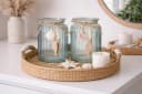 finehomegarden Windlicht Teelichhalter 2-farbig Maritim Glas grau/blau Ø11cm H14cm Bild 1