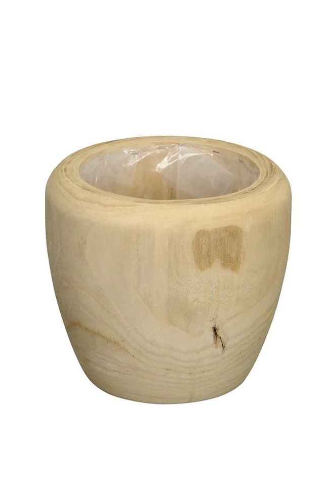 finehomegarden Paulowniaholz Übertopf Rund Natur Ø21+29,5 cm