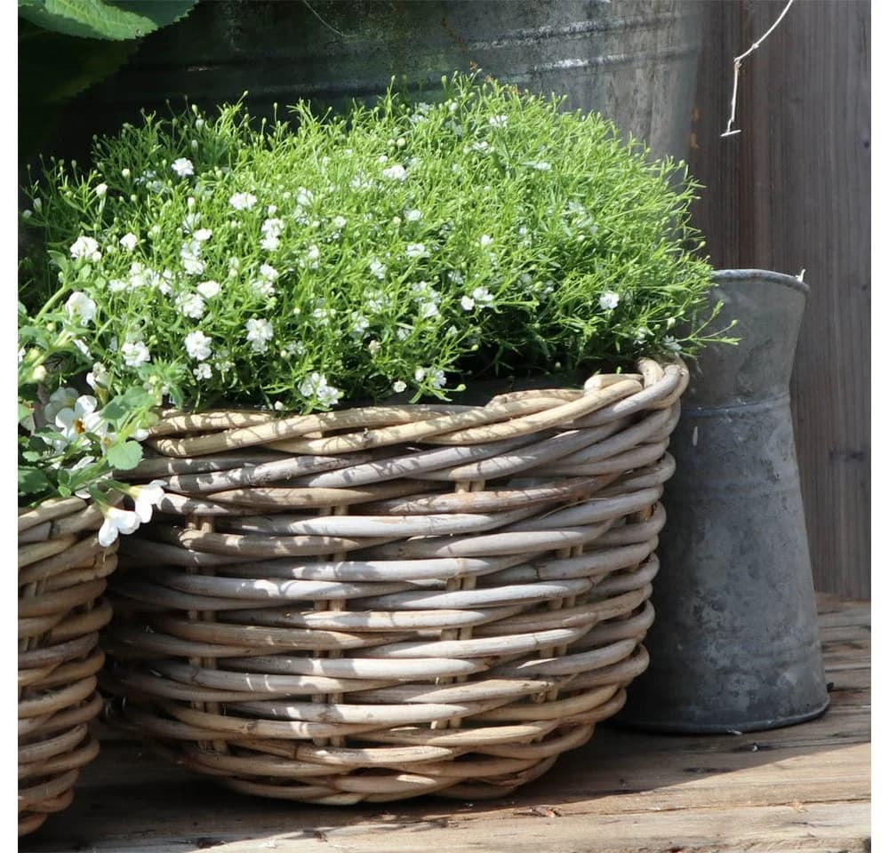 Posiwio Pflanzkübel Farmhouse Rattan Grau/Braun