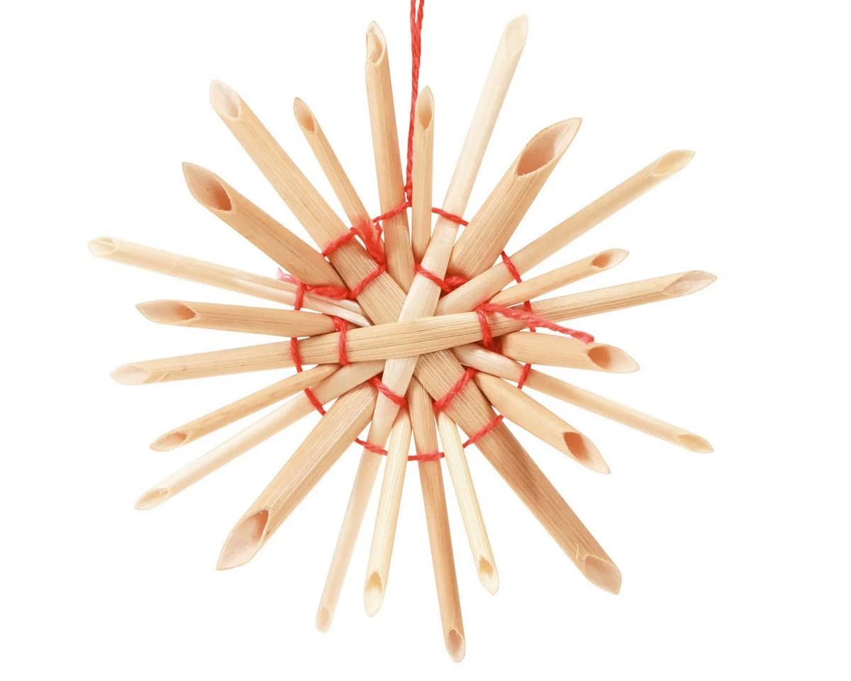 Posiwio Stroh-Christbaumschmuck 17-tlg. Handgefertigt Rot/Natur