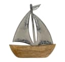 BOLTZE Dekoboot Sailing Segelschiff Braun Silber Holz Aluminium Bild 2