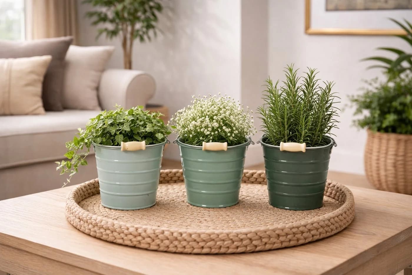 finehomegarden Blumentopf Eimer Metall 3farbig sortiert mit Henkel - Bild 3