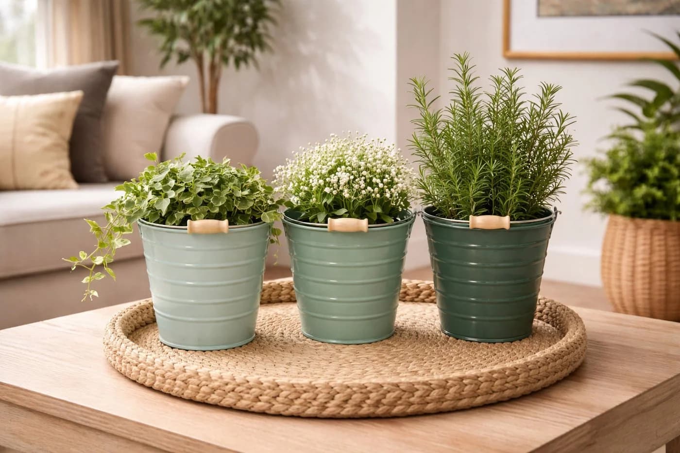finehomegarden Blumentopf Eimer Metall 3farbig sortiert mit Henkel - Bild 4