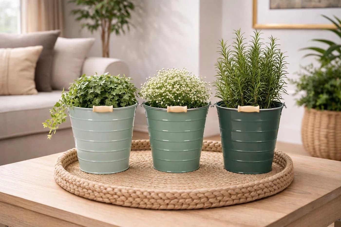 finehomegarden Blumentopf Eimer Metall 3farbig sortiert mit Henkel - Bild 5