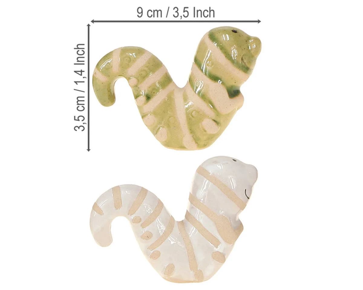 Posiwio Dekofigur Lustige Wurm Deko Keramik Raupe Frühling 2er Set Hängedeko - Bild 4