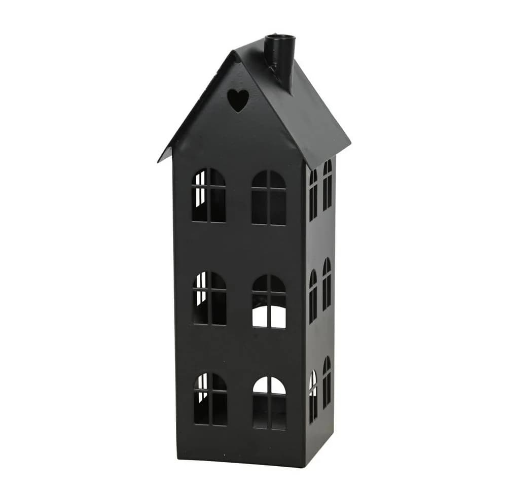 Posiwio Kerzenlaterne Lichthaus No. 1 Schwarz Metall Hausform