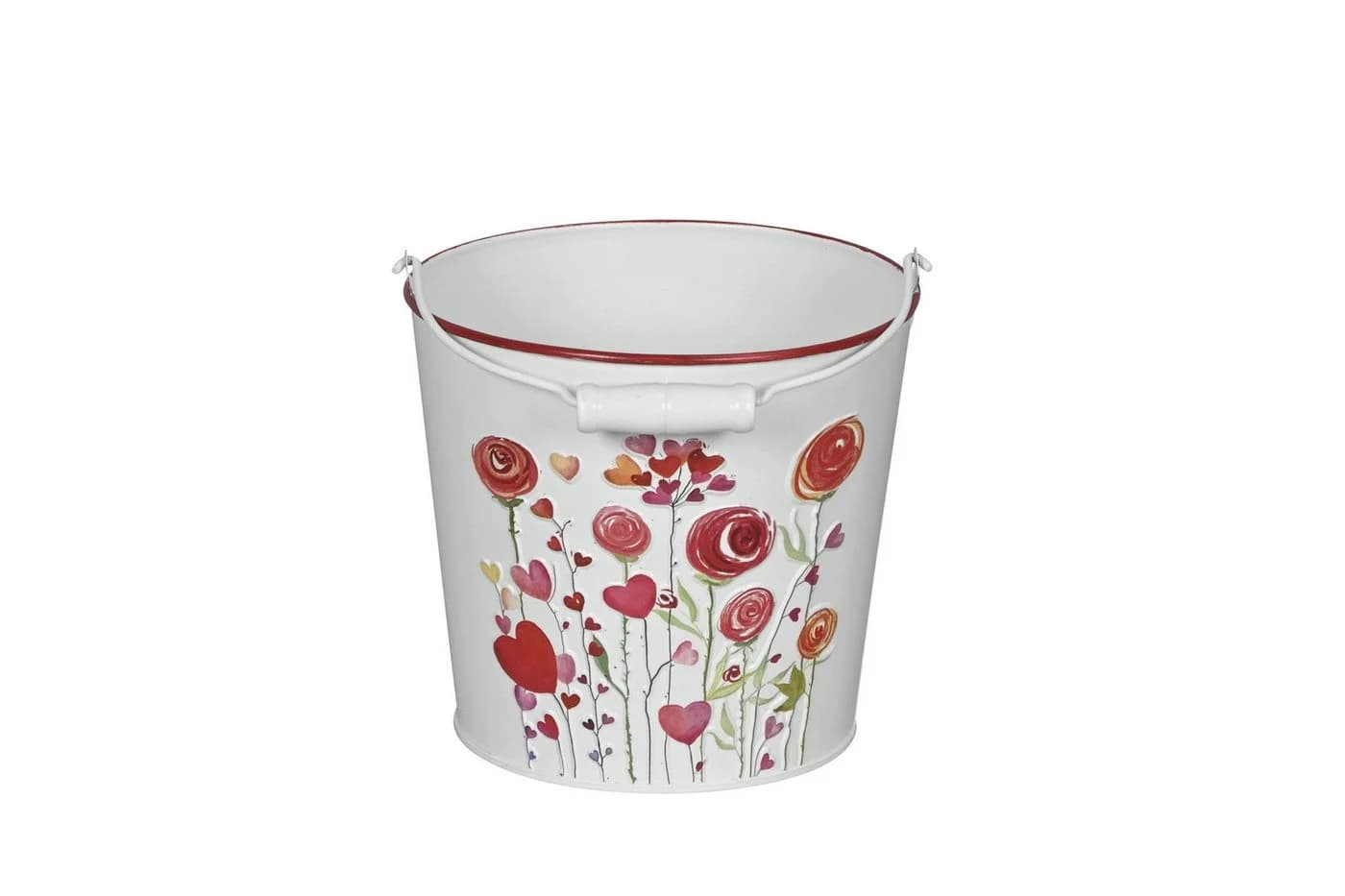 finehomegarden Blumentopf Metall-Eimer mit Henkel Herz/Blumen - Bild 2