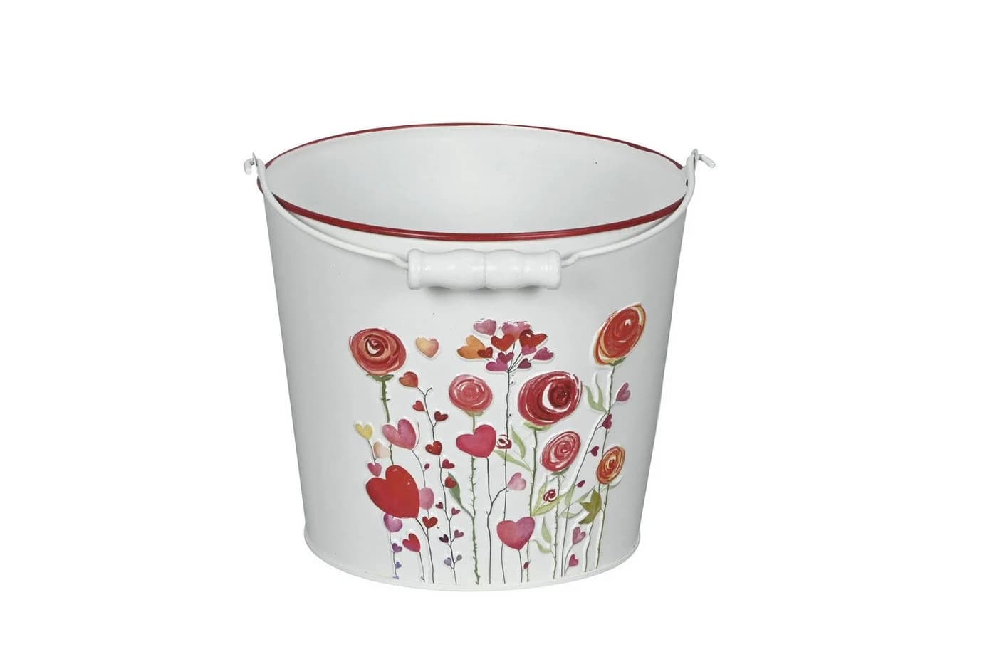 finehomegarden Blumentopf Metall-Eimer mit Henkel Herz/Blumen - Bild 3