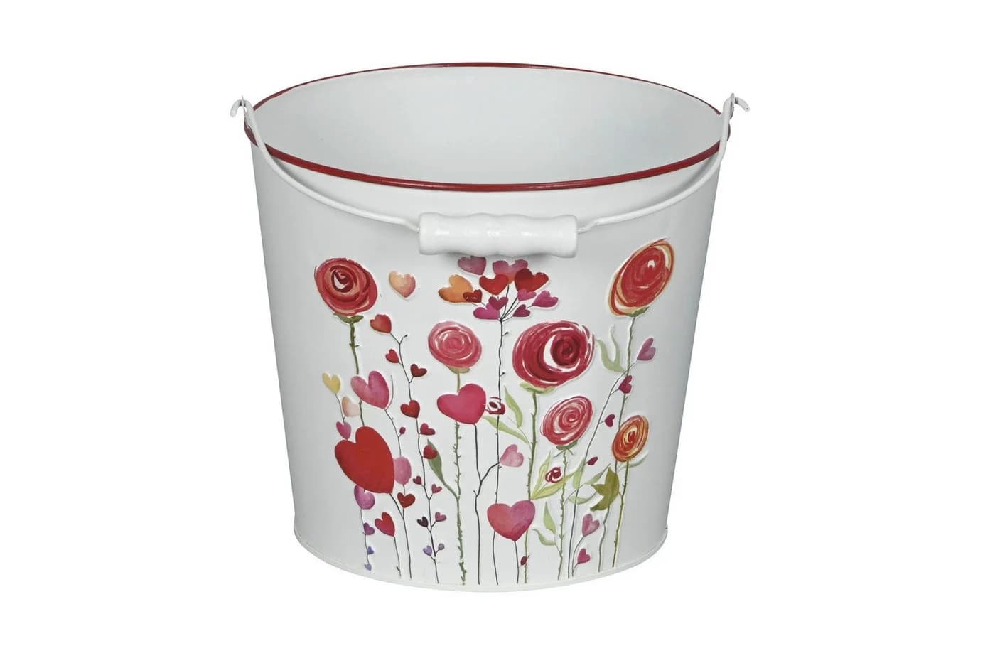 finehomegarden Blumentopf Metall-Eimer mit Henkel Herz/Blumen - Bild 5