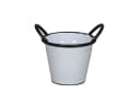 finehomegarden Blumentopf Metall Weiß-Schwarz mit Griffen Bild 2