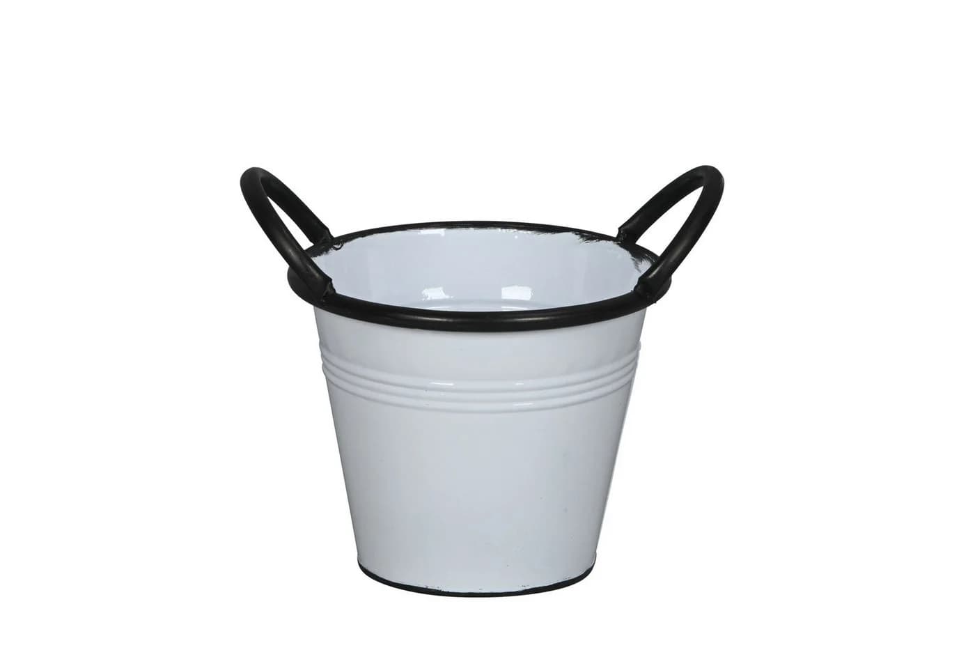 finehomegarden Blumentopf Metall Weiß-Schwarz mit Griffen - Bild 2