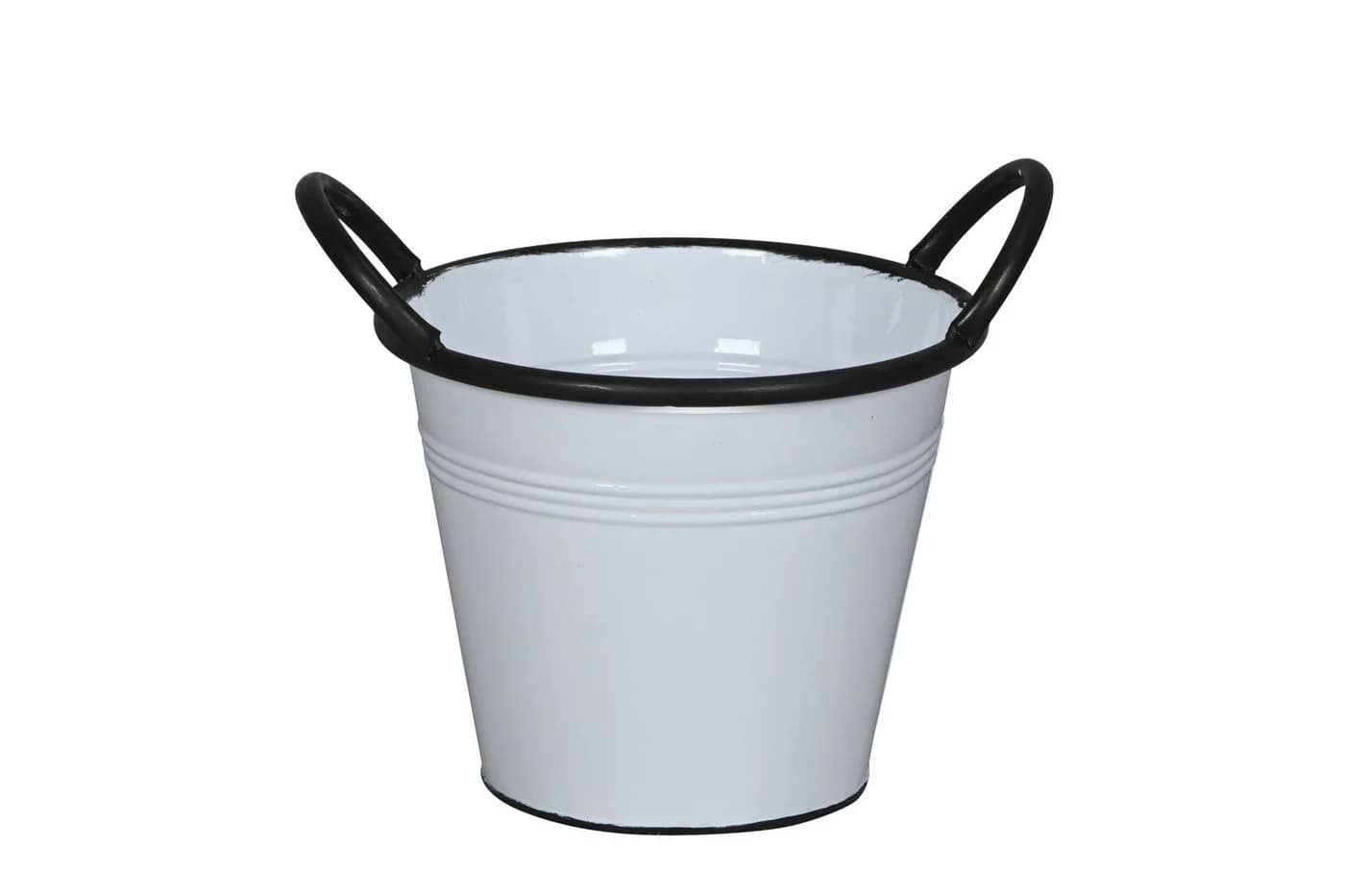 finehomegarden Blumentopf Metall Weiß-Schwarz mit Griffen - Bild 3