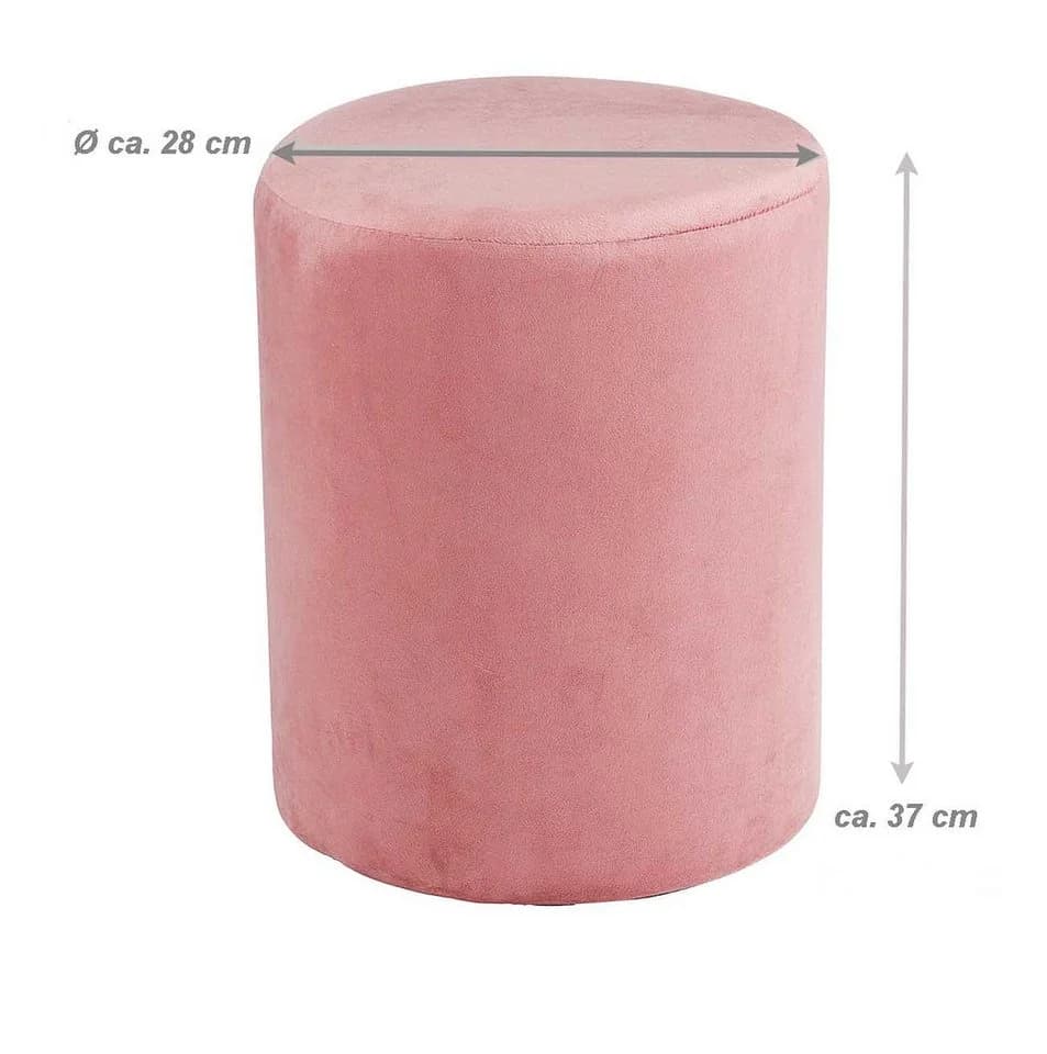 Sitzhocker aus Velours-Samt in Rosa