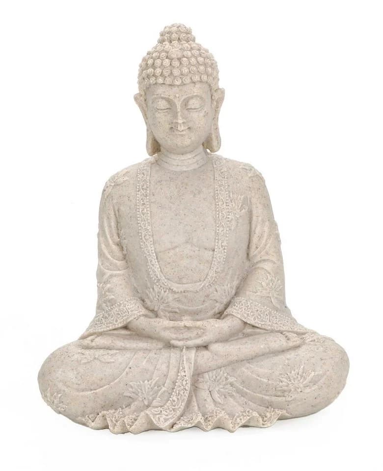 Bubble-Store Buddha Figur Grau Steinoptik Polyresin - Bild 2