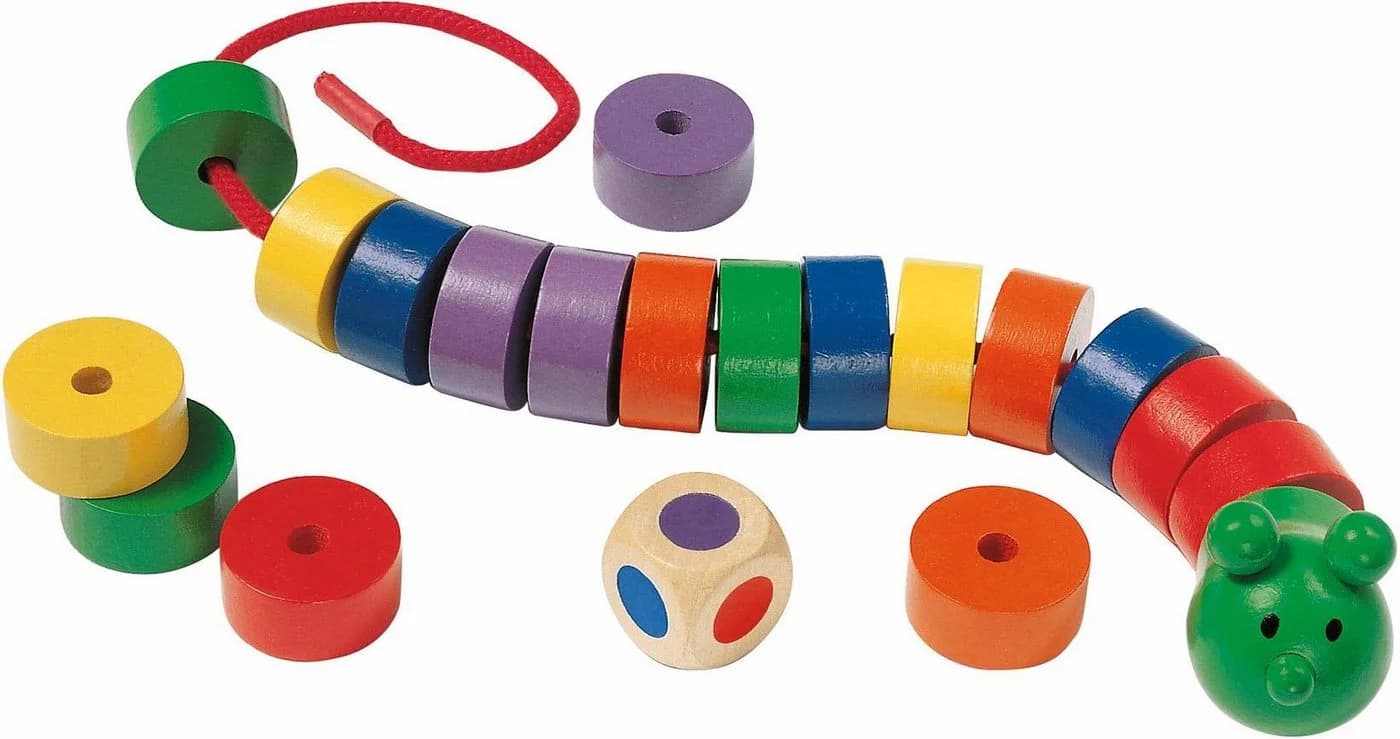 Selecta Spiel Fädelraupe aus Holz Bunt Made in Germany - Bild 2